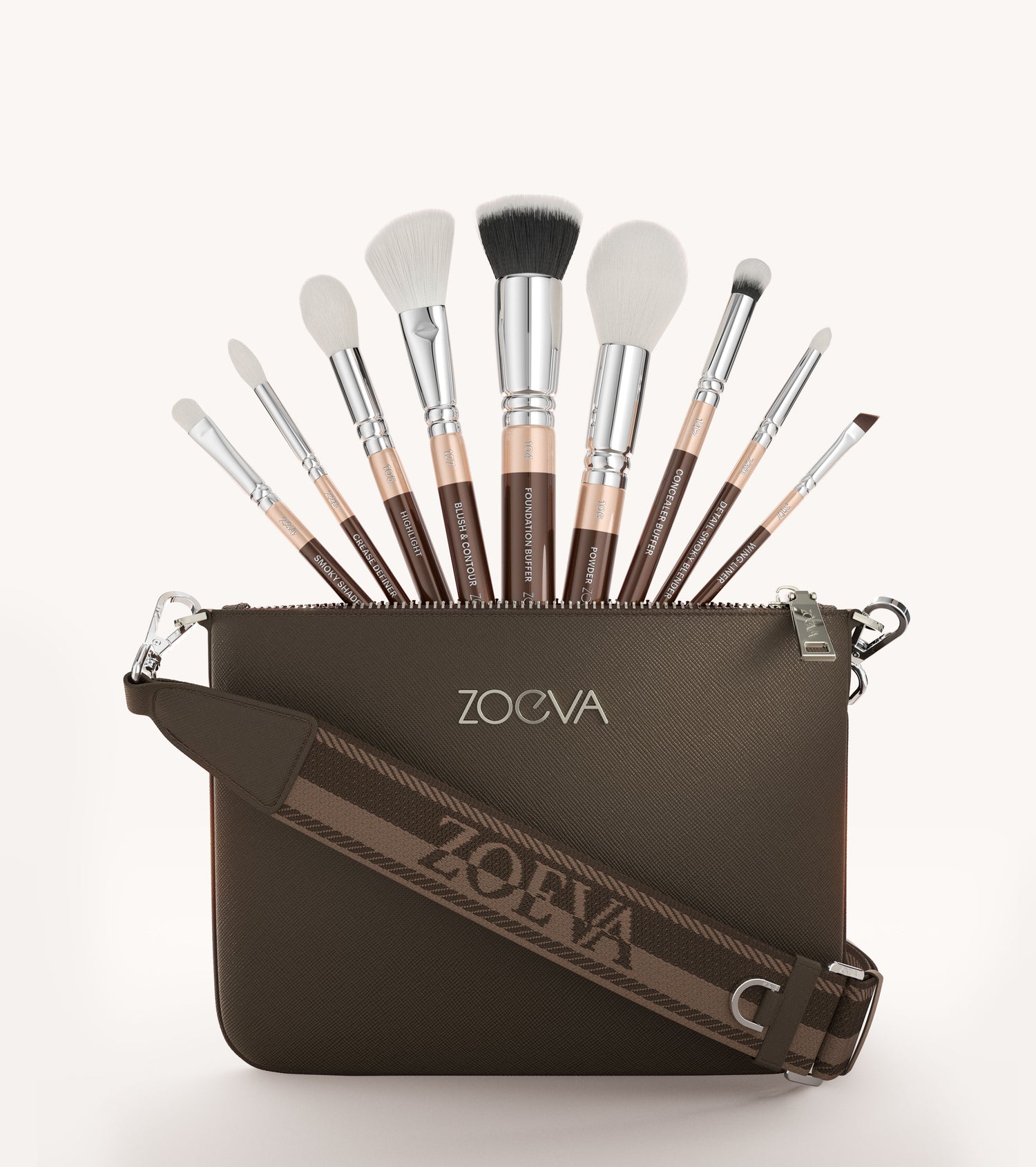 ZOEVA - The Complete Pinselset & Shoulder Strap (Chocolate) - BRUSH SET