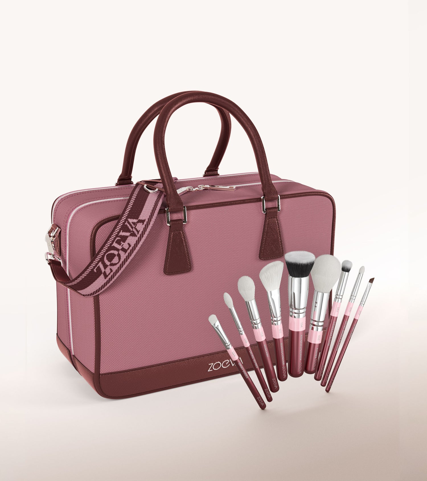 ZOEVA - The Zoe Bag & The Complete Pinselset (DUSTY BORDEAUX) - BRUSH SET
